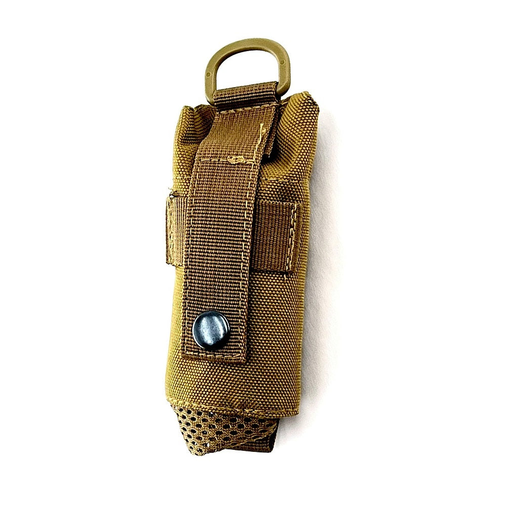 Molle water bottle holder - coyote, back , closed