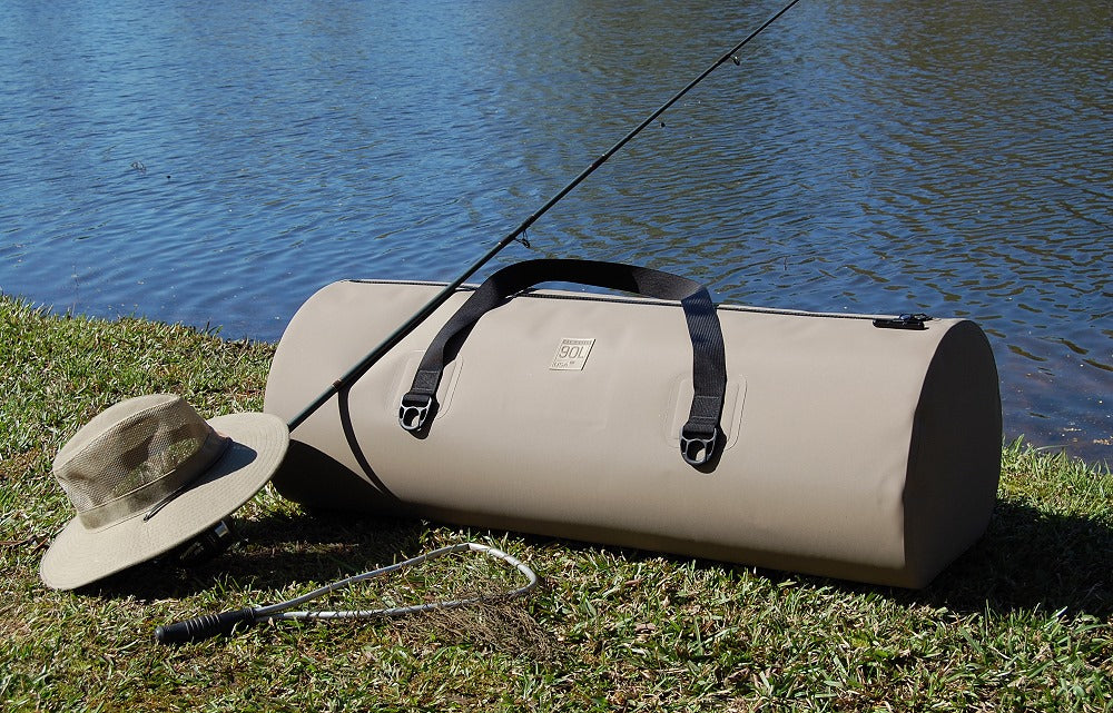 90L Waterproof USA Duffel by the lake