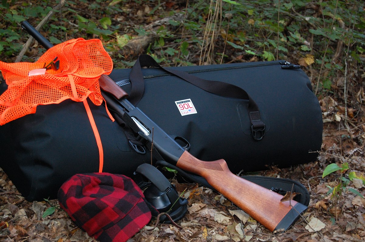 90L Waterproof USA Duffel on a hunting trip