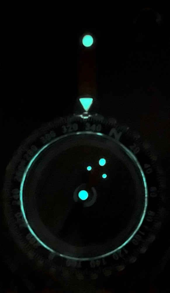 Treknor Orienteer Compass glowing in the dark