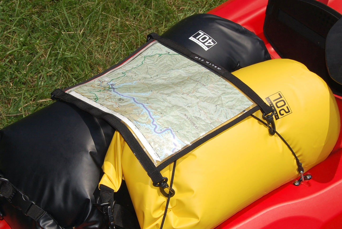 Waterproof Map Case - medium - on a kayak