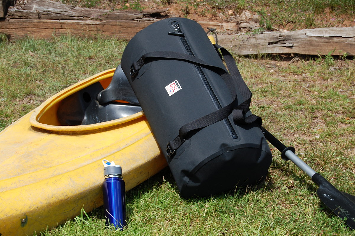 65L Waterproof USA Duffel by a kayak